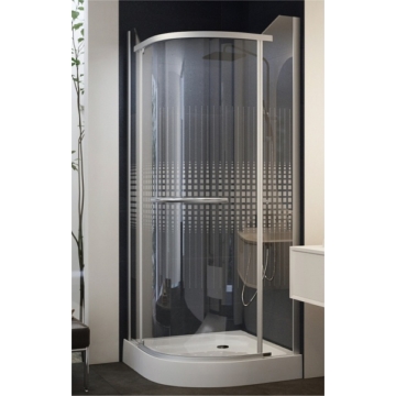 Sanimix Negyedköríves, keret nélküli nyílóajtós zuhanykabin 90x90x195 Mintás üveggel - Zuhanykabinok