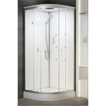 Sanimix Hidromasszázs zuhanykabin Negyedköríves fehér színű üveg hátfal 90x90x222 - Hidromasszázs kabinok