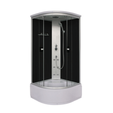 Sanotechnik JAVA hidromasszázs zuhanykabin ülőtálcával, fekete 90x90x215cm