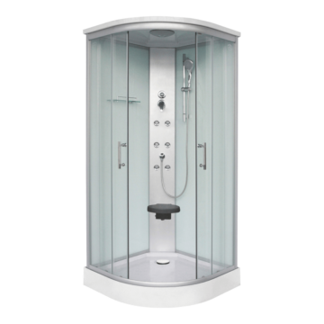 Sanotechnik BALI hidromasszázs zuhanykabin ülőtálcával, fehér 90x90x215cm