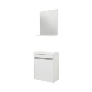 Sanotechnik NORA 48 függesztett bútor, márvány mosdó (51x13x29cm), tükör (45x55x3cm), fehér