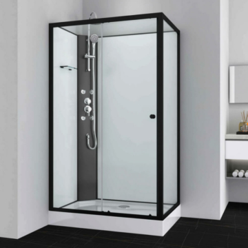 Sanotechnik VIVA 1 hidromasszázs zuhanykabin, aszimmetrikus, fekete PS19B
