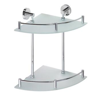 Sapho OMEGA ECONOMY Sarok üvegpolc, dupla 28x28x38cm, króm, 104202142 XR604