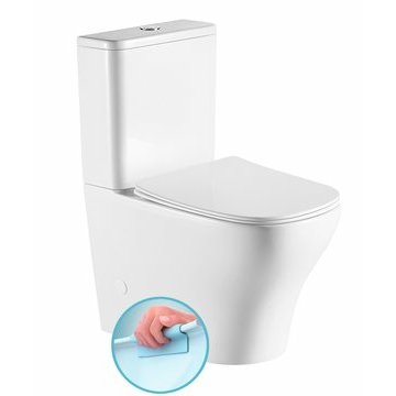 Sapho BELLO kombi RIMLESS WC, alsó/hátsó kifolyású, tartállyal, ülőke nélkül, 38x64cm, duálgombos öblítőmechanikával (PC103WR)