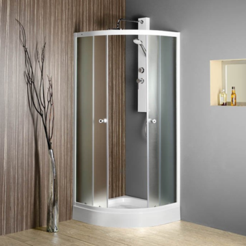 Aqualine Arlen íves zuhanykabin, 90x90X185cm, fehér, BRICK üveg, 4mm, 185 cm magas BTR900