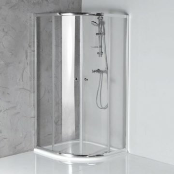 Aqualine Arleta íves zuhanykabin, 80x80x185cm, transzparent,  4mm üveg, 185 cm magas HLS800
