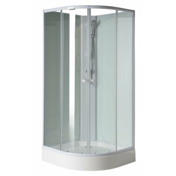Aqualine Aigo íves zuhanybox, 90x90x206cm, fehér profil, transzparent üveg, 5mm, 206 cm magas YB93