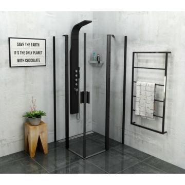 Sapho Polysan Zoom Line Black szögletes zuhanykabin, 900x900 mm, transzparent, fekete, 6mm, 190cm magas ZL5415B