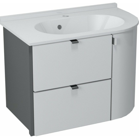 Sapho PULSE mosdótartó szekrény, 2 fiókkal, 1 ajtóval, balos, 75x52x45cm, fehér/antracit