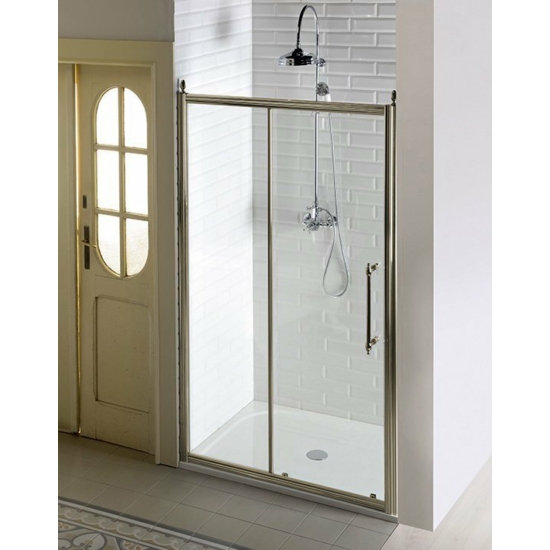 Sapho GELCO ANTIQUE zuhanyajtó, 110cm, transzparent üveg, minta nélkül, bronz
