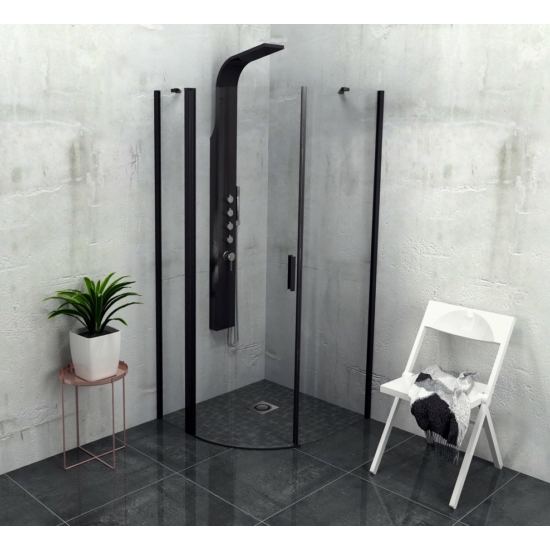 Sapho Polysan Zoom Line Black íves zuhanykabin, balos, 900x900mm, transzparent, fekete, 6mm, 200 cm magas ZL2615BL