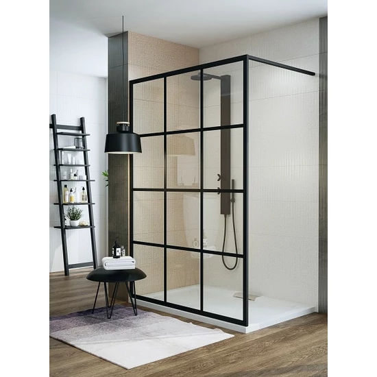 Wasserburg VETRO BLACK Walk-in zuhanyfal, 90cm