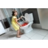 Kép 4/5 - Aqualine JUAN monoblokkos WC, hátsó kifolyású, króm duál gombos öblítőmechanika, WC-ülőke nélkül